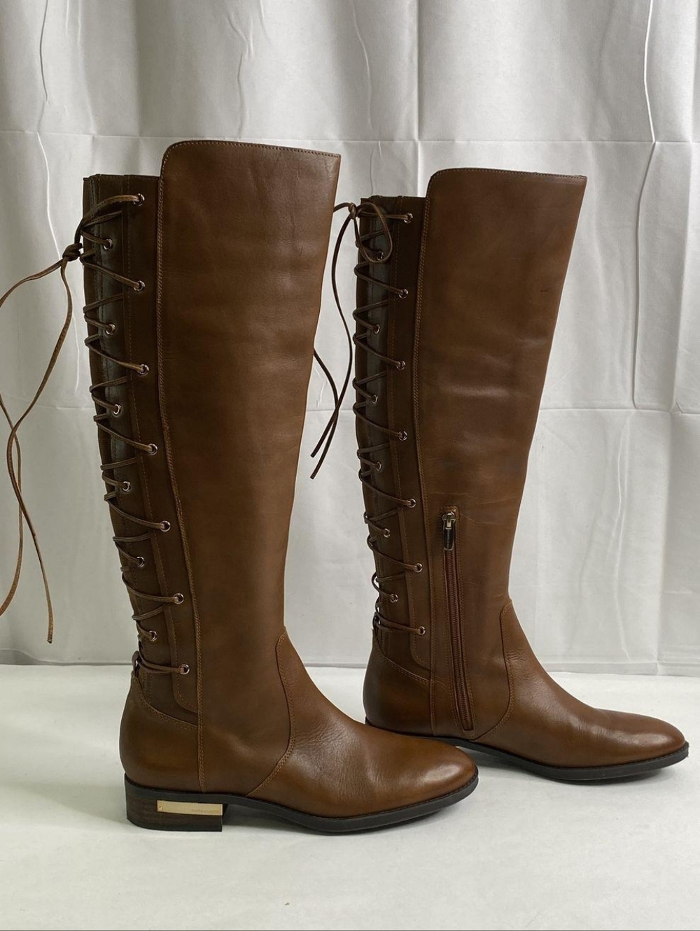 Vince Camuto Tall Laced Up Brown Boots 9.5 NWB